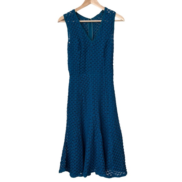 Anthropologie Tracy Reese Teal Blue Godet Knit Dress Fit Flare size Small - Picture 4 of 11